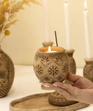 خروجی قالب سیلیکونی جاوارمر و جاشمعی طرح ترنج برند اهرا