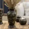 silicone-decorative-vase-grape-vine گلدان کلاسیک بلند با نقش برجسته برگ و خوشه انگور